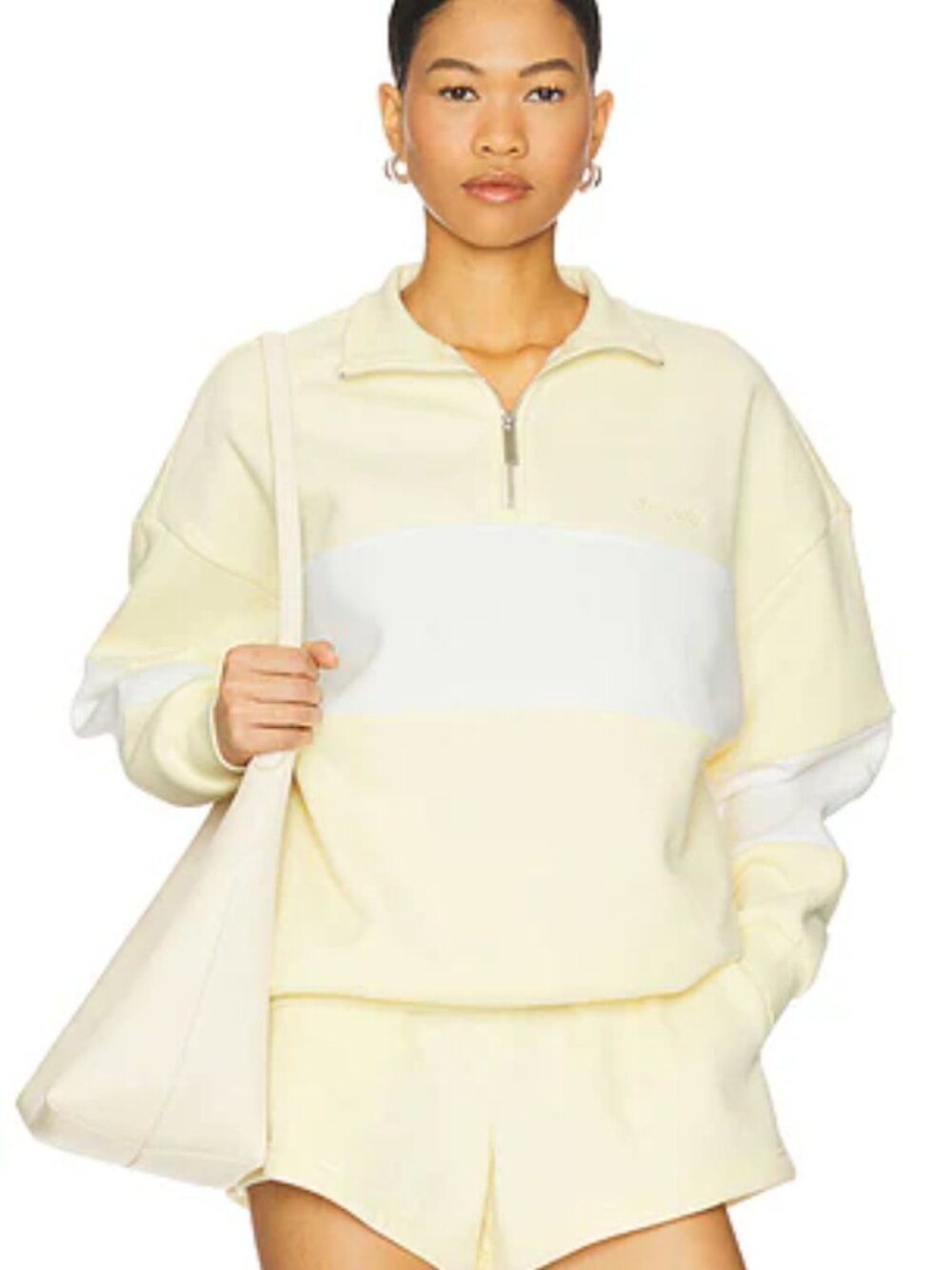 SER.O.YA Asbury Sweatshirt & Shorts Set Pale Yellow/White Size S